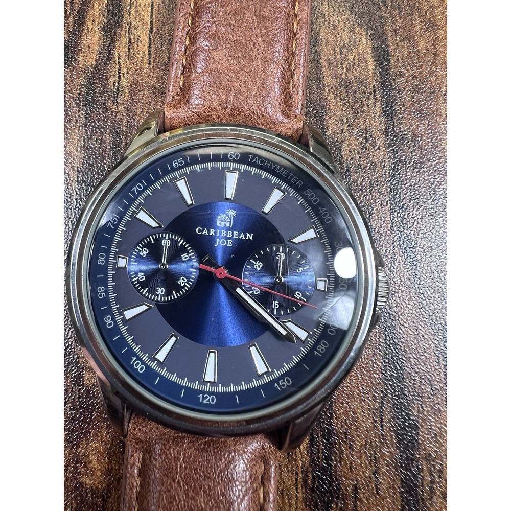 CARIBBEAN JOE CJ7108SL Brown Tone Band Quartz Analog Men's Watch Needs Battery